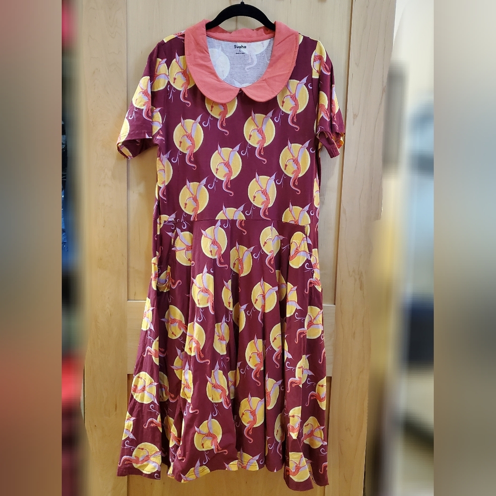Svaha Dragon Twirl Dress Peter Pan Collar L